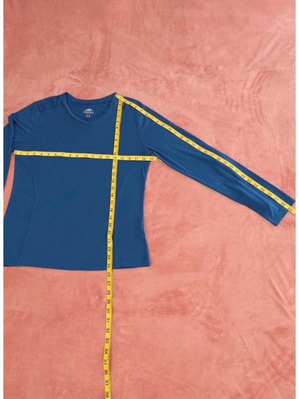 V-Neck Long Sleeve Raglan Stretch Knit Tee Blue Size M  Pacific Trail Women's - Picture 5 of 10
